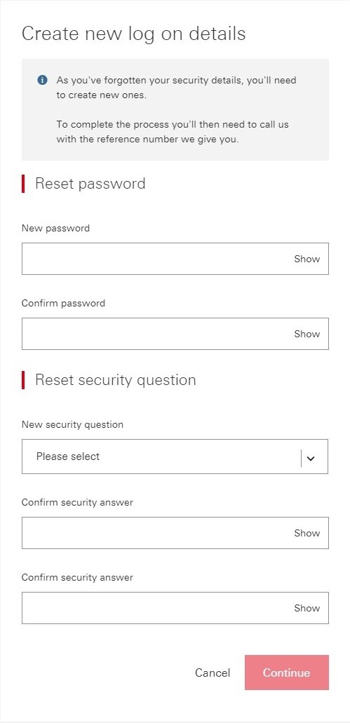 create new log on details